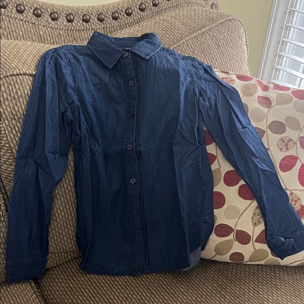 Dark Blue Gap Chambray Button-Up Shirt